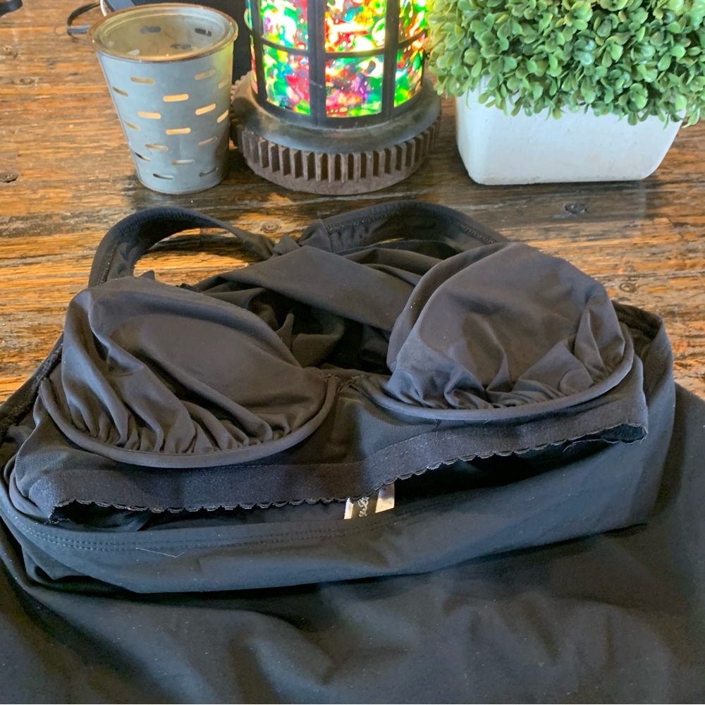 Tommy Bahama Classic Black Bathing Suit One Piece Cinched Wrap Bust Halter Ties - Picture 12 of 16